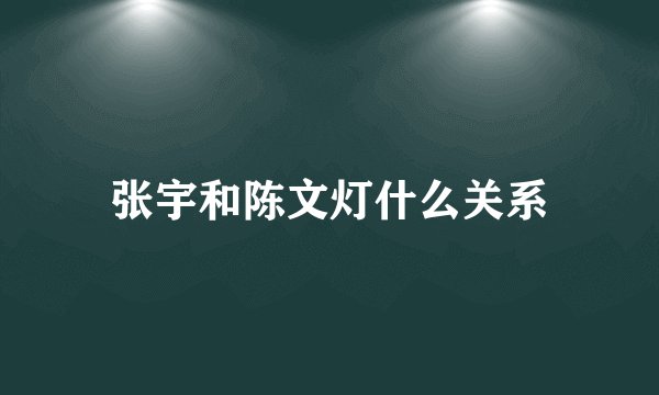 张宇和陈文灯什么关系
