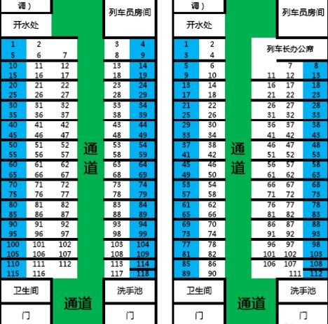 2083次列车四车厢座位表