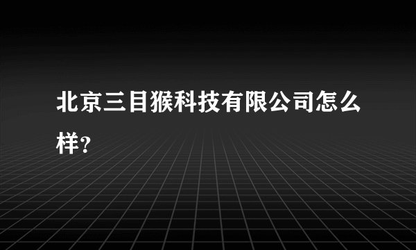 北京三目猴科技有限公司怎么样?
