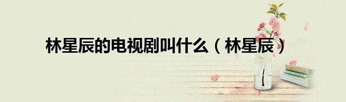 林星辰的电视剧叫什么林星辰