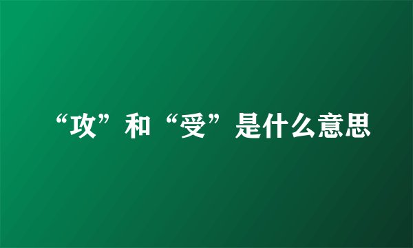 “攻”和“受”是什么意思