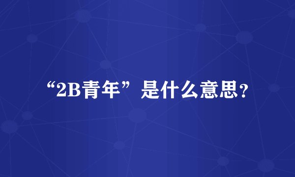 “2B青年”是什么意思？