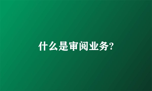 什么是审阅业务?