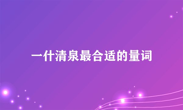 一什清泉最合适的量词