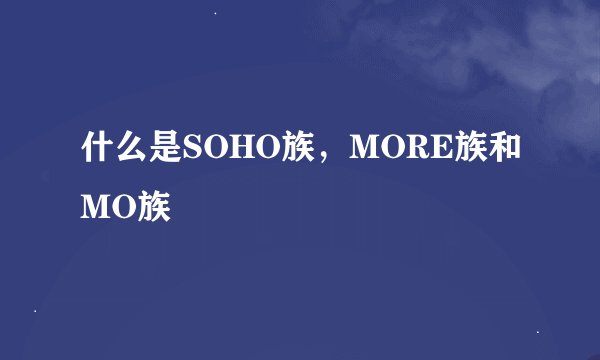 什么是SOHO族，MORE族和MO族