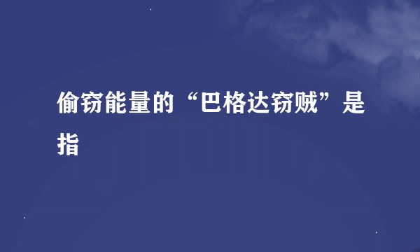 偷窃能量的“巴格达窃贼”是指