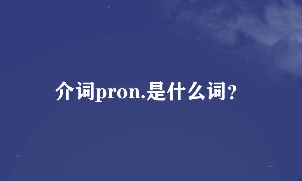 介词pron.是什么词？