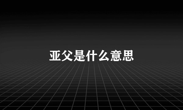 亚父是什么意思