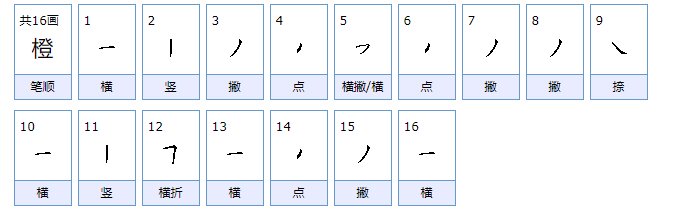 橙的笔顺怎么写