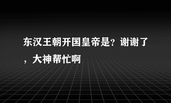 东汉王朝开国皇帝是？谢谢了，大神帮忙啊