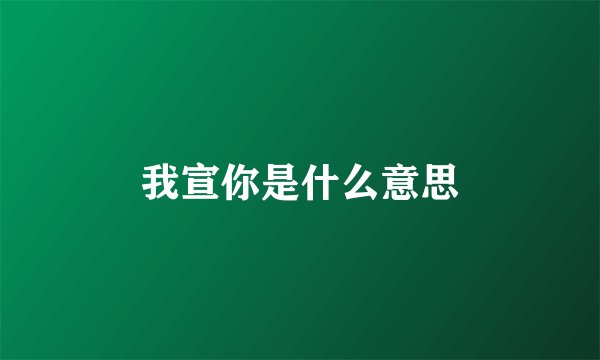 我宣你是什么意思