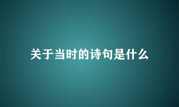 关于当时的诗句是什么