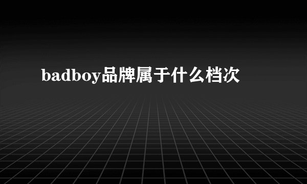 badboy品牌属于什么档次