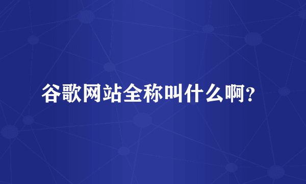 谷歌网站全称叫什么啊？