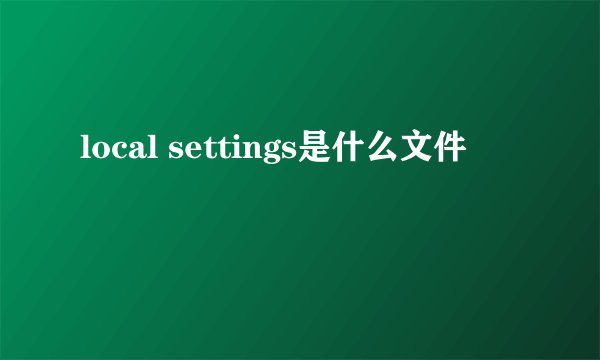 local settings是什么文件