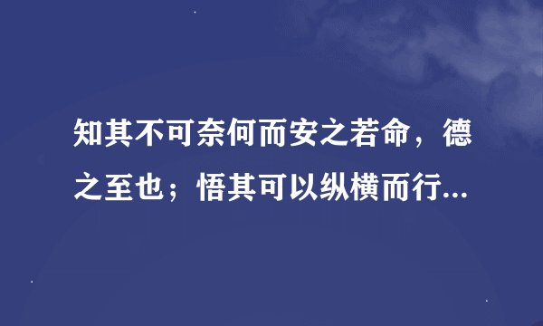 知其不可奈何而安之若命，德之至也；悟其可以纵横而行之无忌，道之极也。是什么意思？