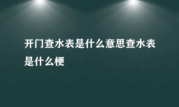 开门查水表是什么意思查水表是什么梗
