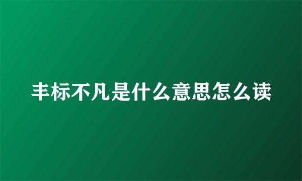 丰标不凡是什么意思怎么读