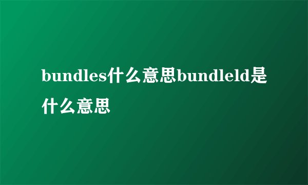 bundles什么意思bundleld是什么意思