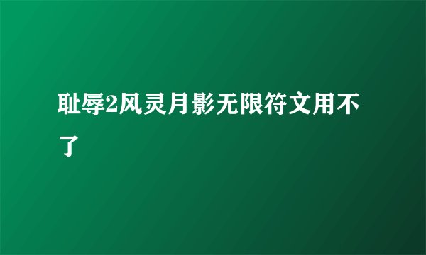 耻辱2风灵月影无限符文用不了