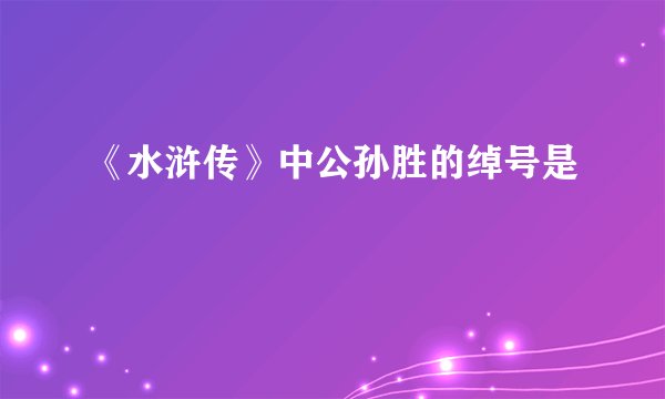 《水浒传》中公孙胜的绰号是