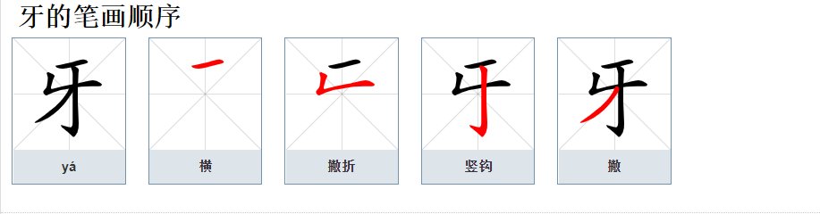 牙的笔顺怎么写