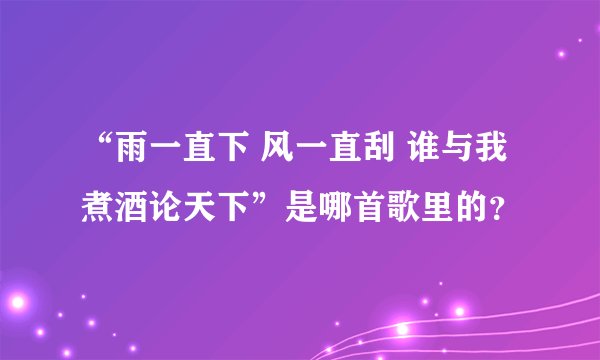 “雨一直下 风一直刮 谁与我煮酒论天下”是哪首歌里的？