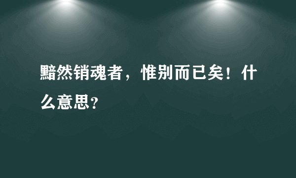 黯然销魂者，惟别而已矣！什么意思？