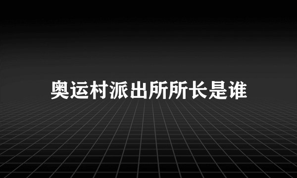 奥运村派出所所长是谁