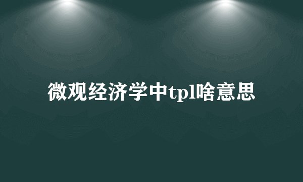 微观经济学中tpl啥意思
