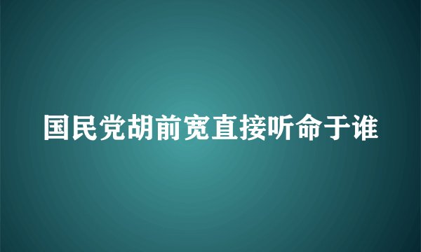 国民党胡前宽直接听命于谁