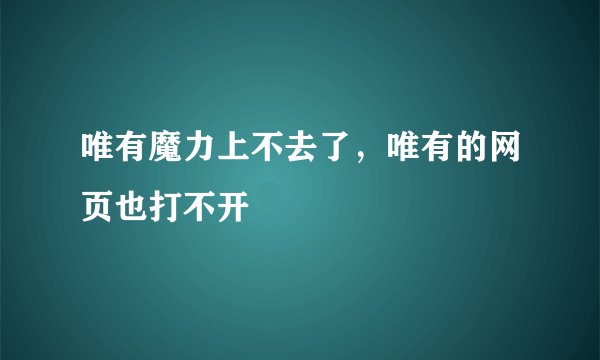 唯有魔力上不去了，唯有的网页也打不开
