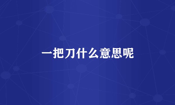 一把刀什么意思呢