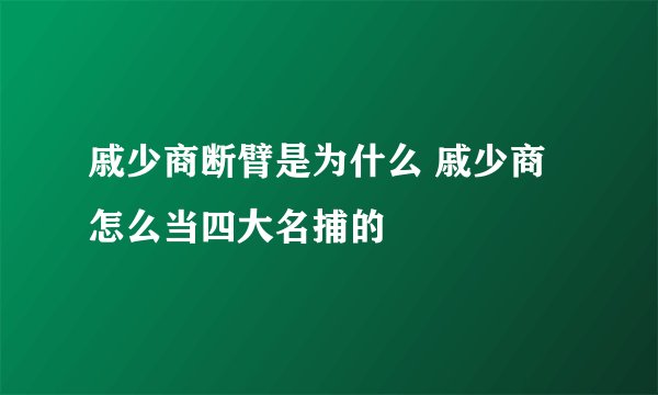 戚少商断臂是为什么 戚少商怎么当四大名捕的