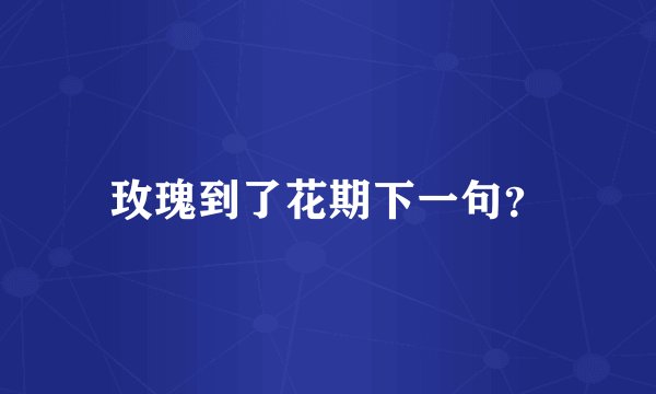 玫瑰到了花期下一句？
