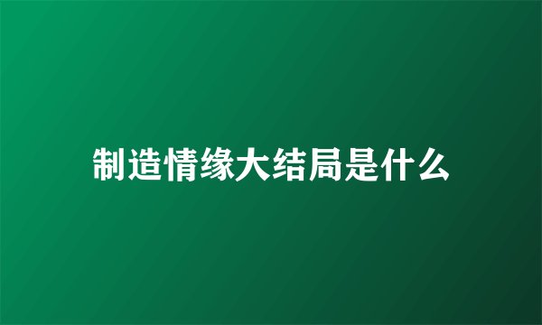制造情缘大结局是什么