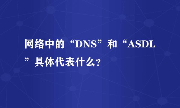网络中的“DNS”和“ASDL”具体代表什么？