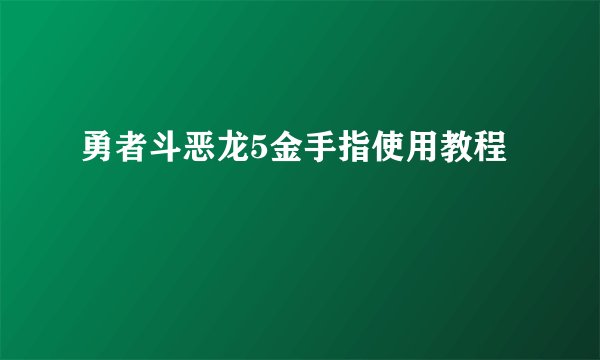 勇者斗恶龙5金手指使用教程