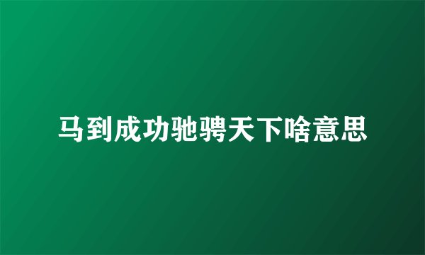 马到成功驰骋天下啥意思