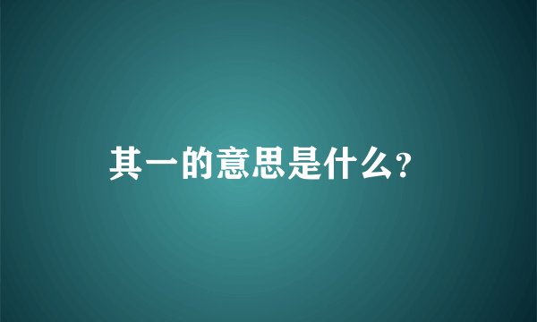其一的意思是什么？