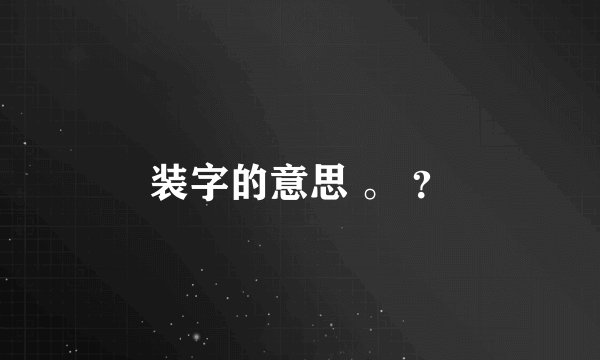 装字的意思 。 ？