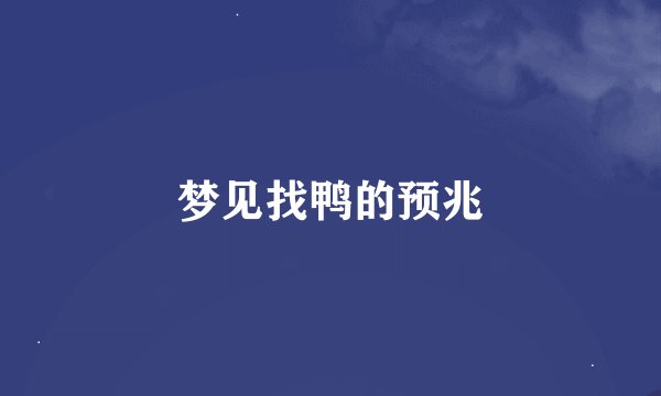梦见找鸭的预兆