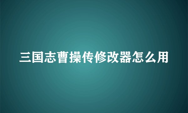 三国志曹操传修改器怎么用
