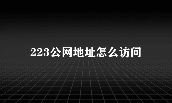 223公网地址怎么访问