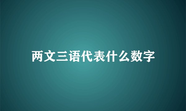 两文三语代表什么数字