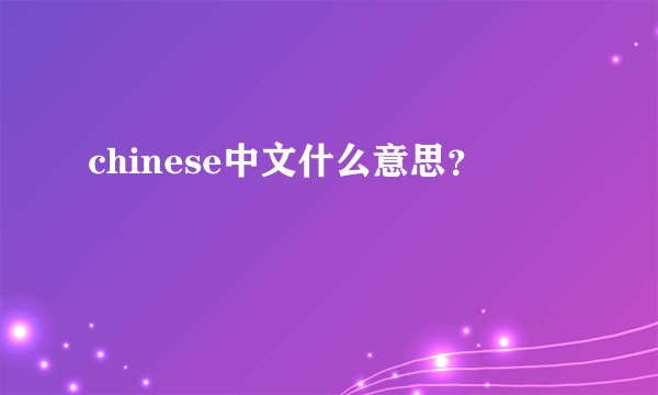 chinese中文什么意思？