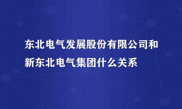 东北电气发展股份有限公司和新东北电气集团什么关系