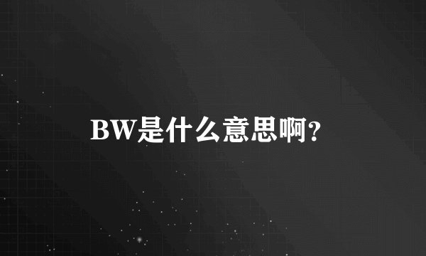 BW是什么意思啊？