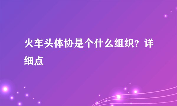火车头体协是个什么组织？详细点