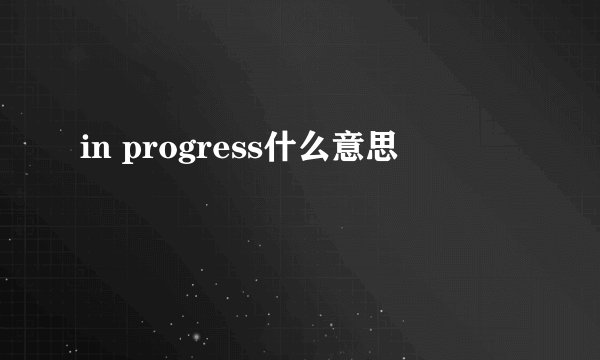 in progress什么意思